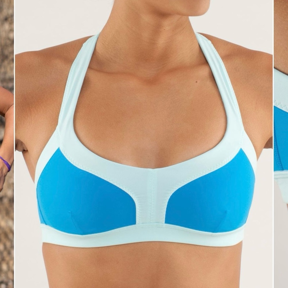 Lululemon Run Sprint Bra Beach Blanket Blue/ Aquamarine Racerback Women’s Size 2